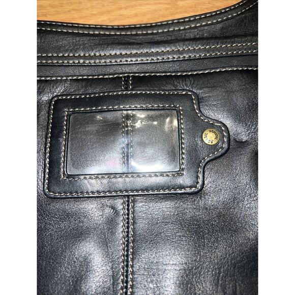 Vintage Fossil Black leather medium multi-compartment crossbody handbag Boho - Picture 5 of 11